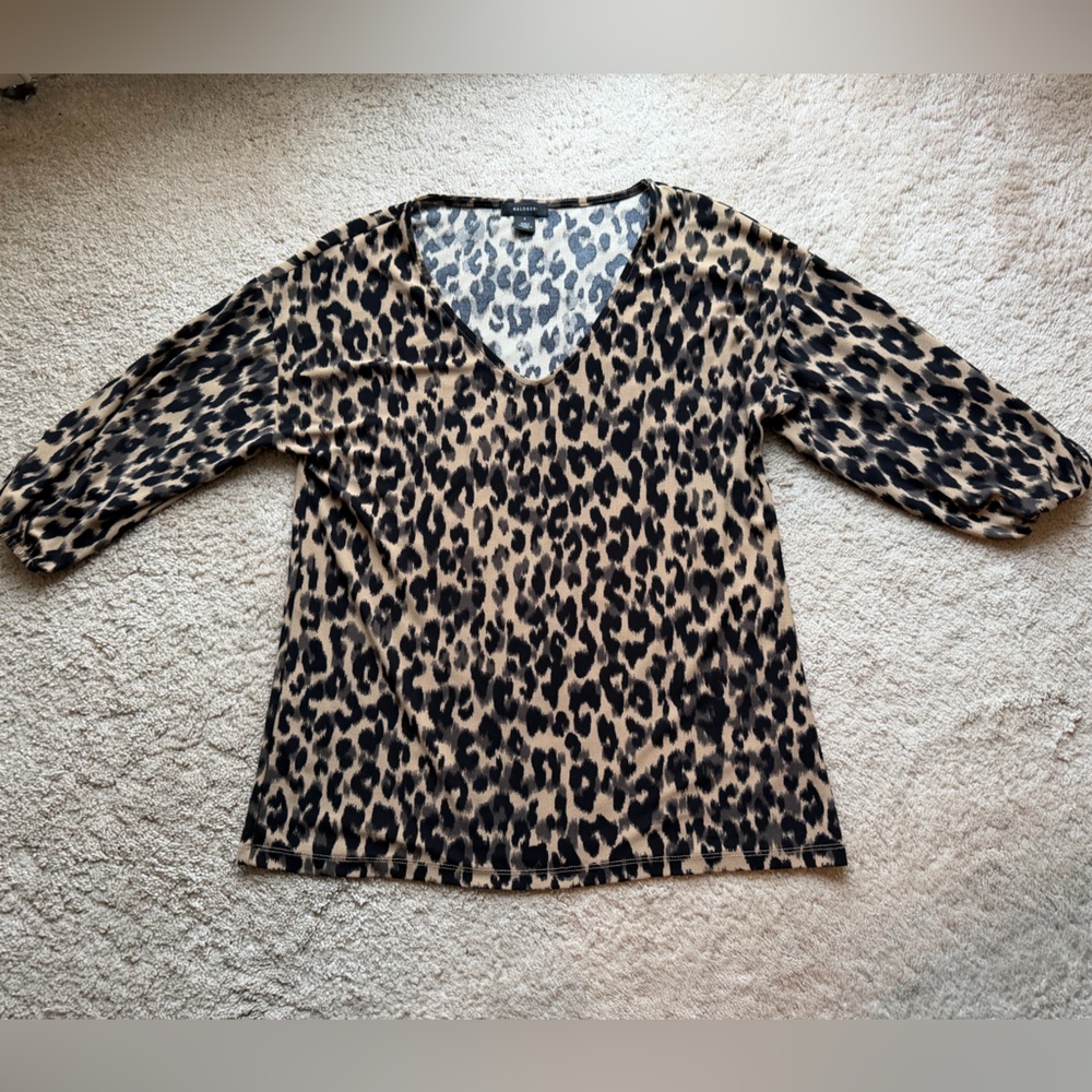 Halogen Leopard Print Top in Tan and Black